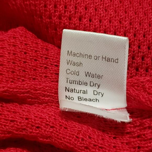 Ming Wang Red Studded Pointelle Knit Poncho One Sleeve Top Medium Elegant Modern - Picture 10 of 14